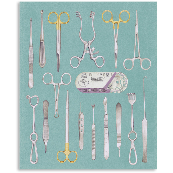 Vertical Art Print- Surgical Instruments